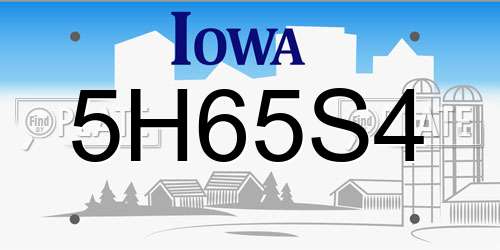 5H65S4 Iowa License Plate