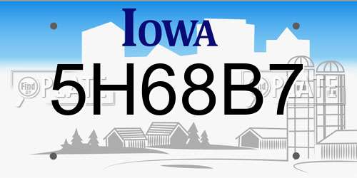 5H68B7 Iowa License Plate