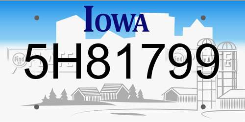 5H81799 Iowa License Plate