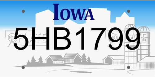 5HB1799 Iowa License Plate