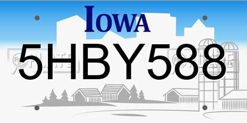 5HBY588 Iowa License Plate