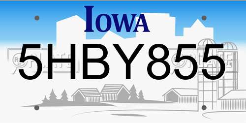 5HBY855 Iowa License Plate