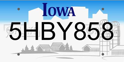 5HBY858 Iowa License Plate