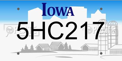 5HC217 Iowa License Plate