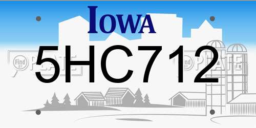 5HC712 Iowa License Plate