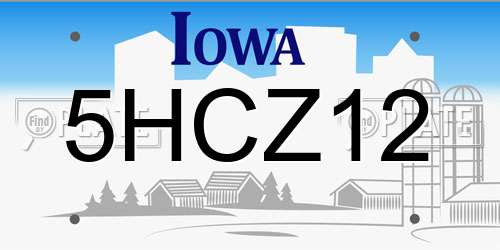 5HCZ12 Iowa License Plate