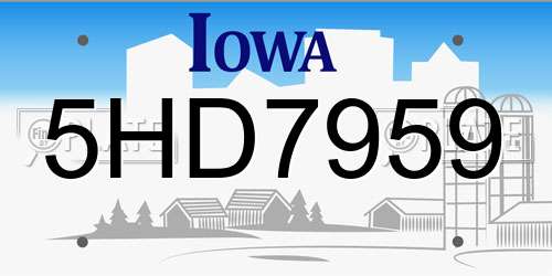 5HD7959 Iowa License Plate