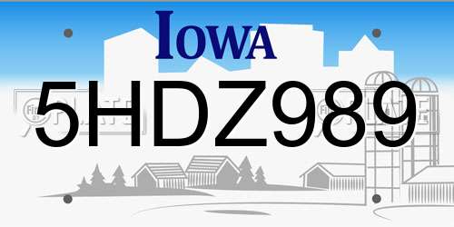 5HDZ989 Iowa License Plate