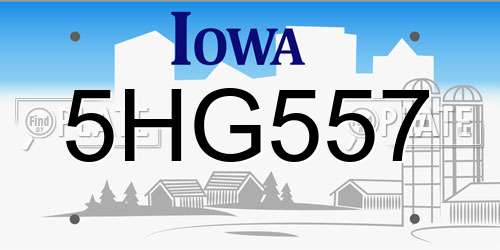 5HG557 Iowa License Plate