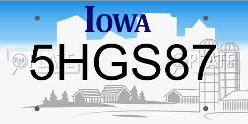 5HGS87 Iowa License Plate