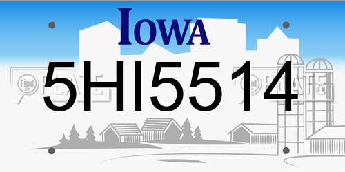 5HI5514 Iowa License Plate