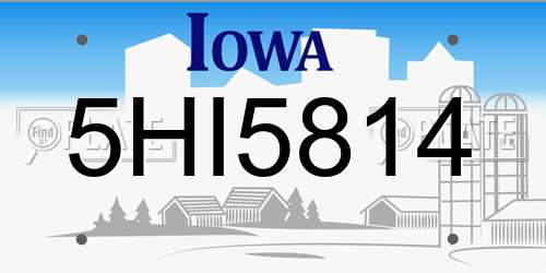 5HI5814 Iowa License Plate