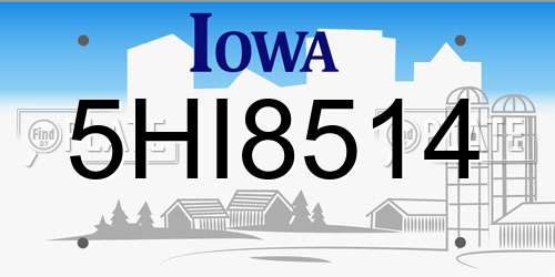 5HI8514 Iowa License Plate