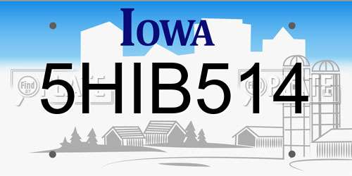 5HIB514 Iowa License Plate