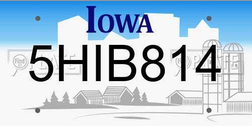 5HIB814 Iowa License Plate
