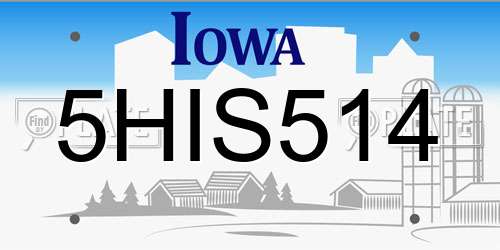 5HIS514 Iowa License Plate