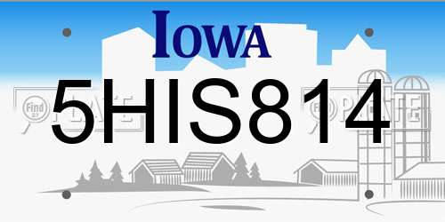 5HIS814 Iowa License Plate