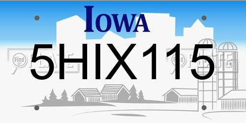5HIX115 Iowa License Plate