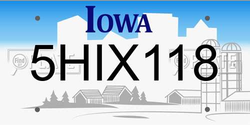 5HIX118 Iowa License Plate