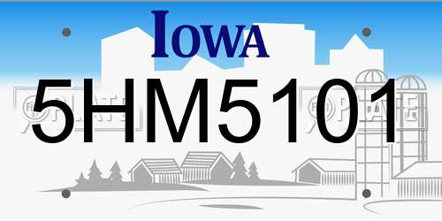 5HM5101 Iowa License Plate