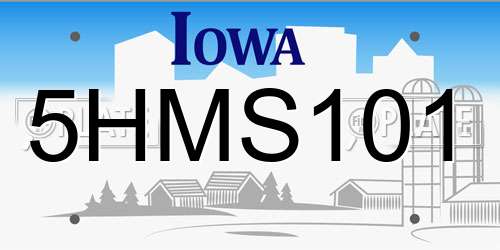5HMS101 Iowa License Plate
