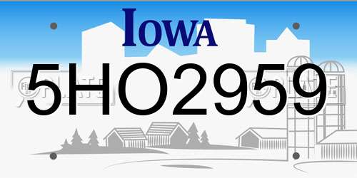 5HO2959 Iowa License Plate
