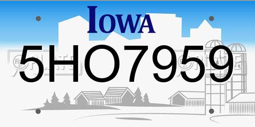 5HO7959 Iowa License Plate