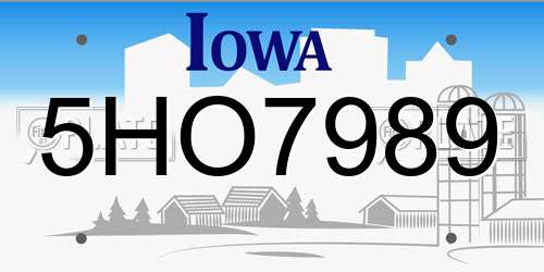 5HO7989 Iowa License Plate