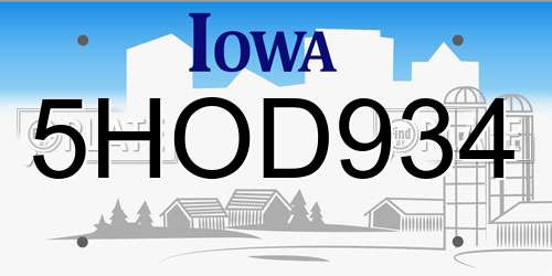 5HOD934 Iowa License Plate