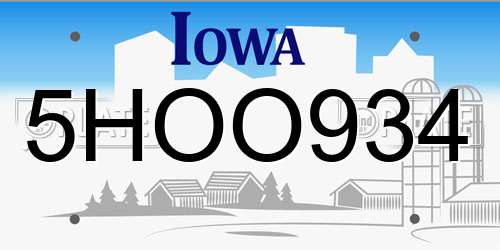 5HOO934 Iowa License Plate