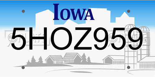 5HOZ959 Iowa License Plate