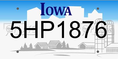 5HP1876 Iowa License Plate