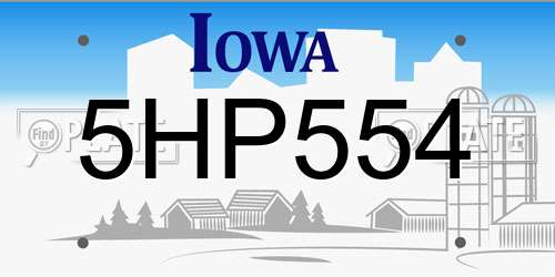 5HP554 Iowa License Plate