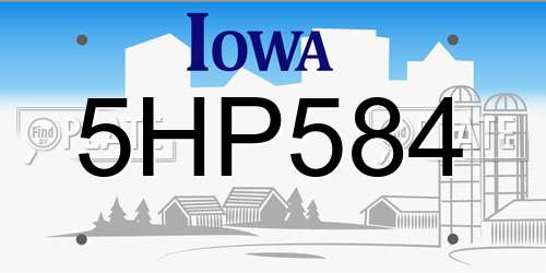 5HP584 Iowa License Plate