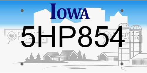 5HP854 Iowa License Plate