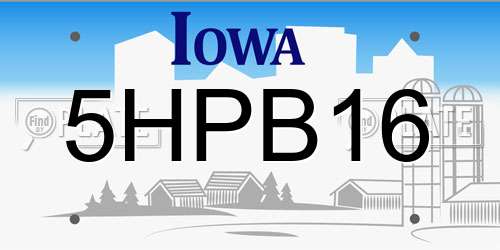5HPB16 Iowa License Plate