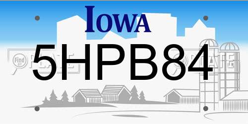 5HPB84 Iowa License Plate