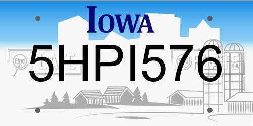 5HPI576 Iowa License Plate