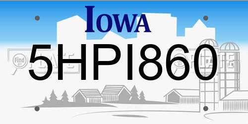 5HPI860 Iowa License Plate