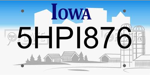5HPI876 Iowa License Plate