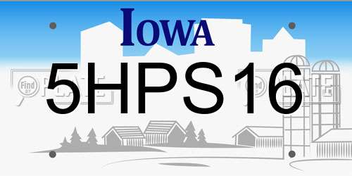 5HPS16 Iowa License Plate