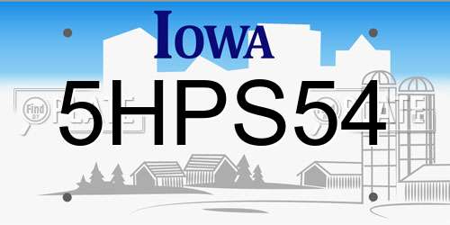 5HPS54 Iowa License Plate