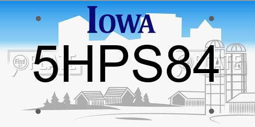 5HPS84 Iowa License Plate