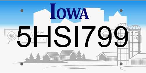 5HSI799 Iowa License Plate