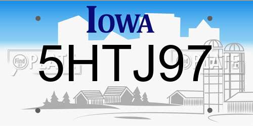 5HTJ97 Iowa License Plate