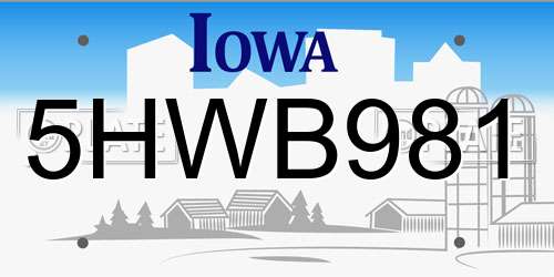5HWB981 Iowa License Plate