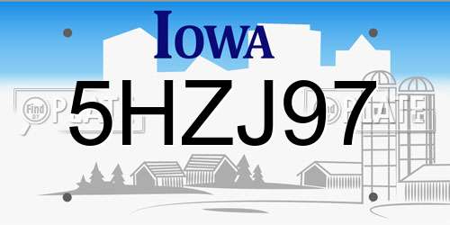 5HZJ97 Iowa License Plate