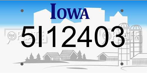 5I12403 Iowa License Plate