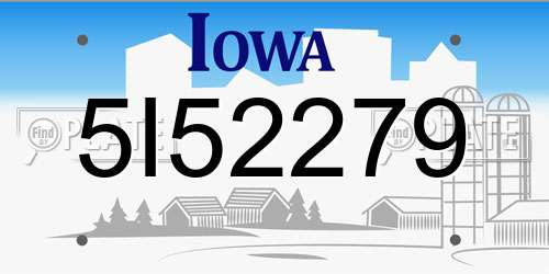 5I52279 Iowa License Plate