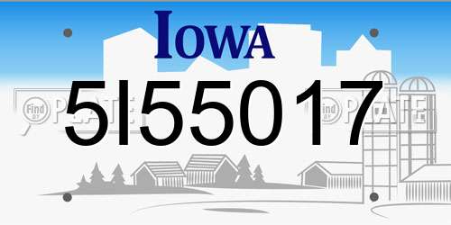 5I55017 Iowa License Plate
